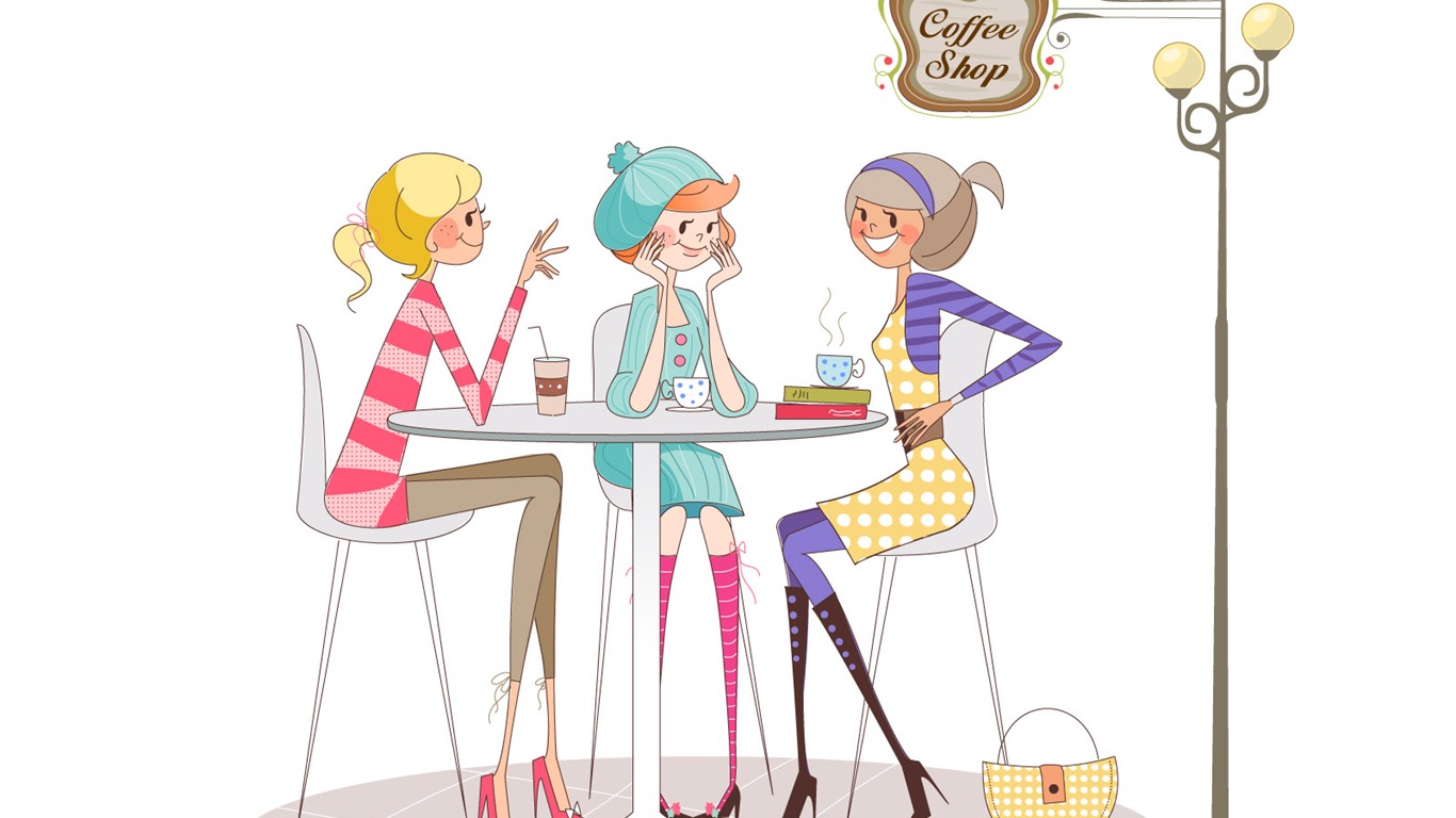 Vector Fashion Girls Wallpaper (3) #2 - 1366x768