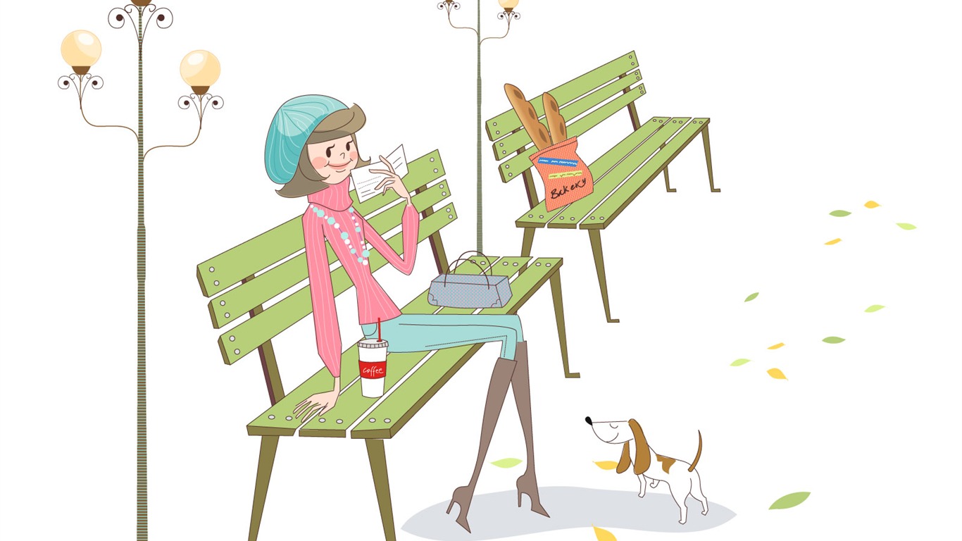 Vector Fashion Girls Wallpaper (3) #15 - 1366x768