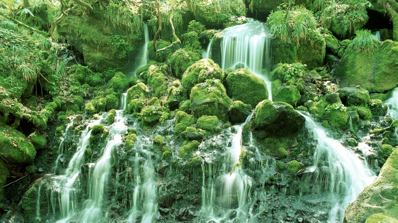 Waterfall streams wallpaper (2) #2 - 1366x768