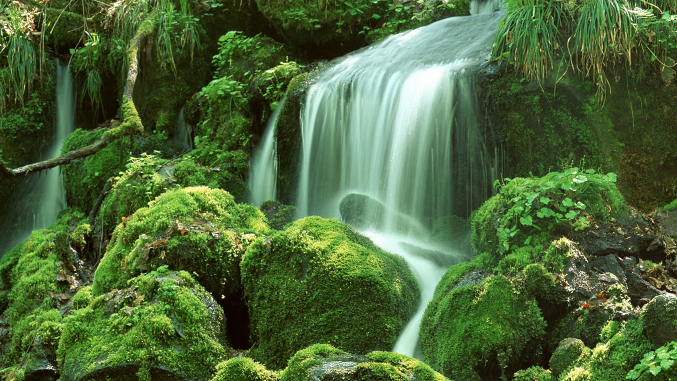 Waterfall streams wallpaper (2) #14 - 1366x768