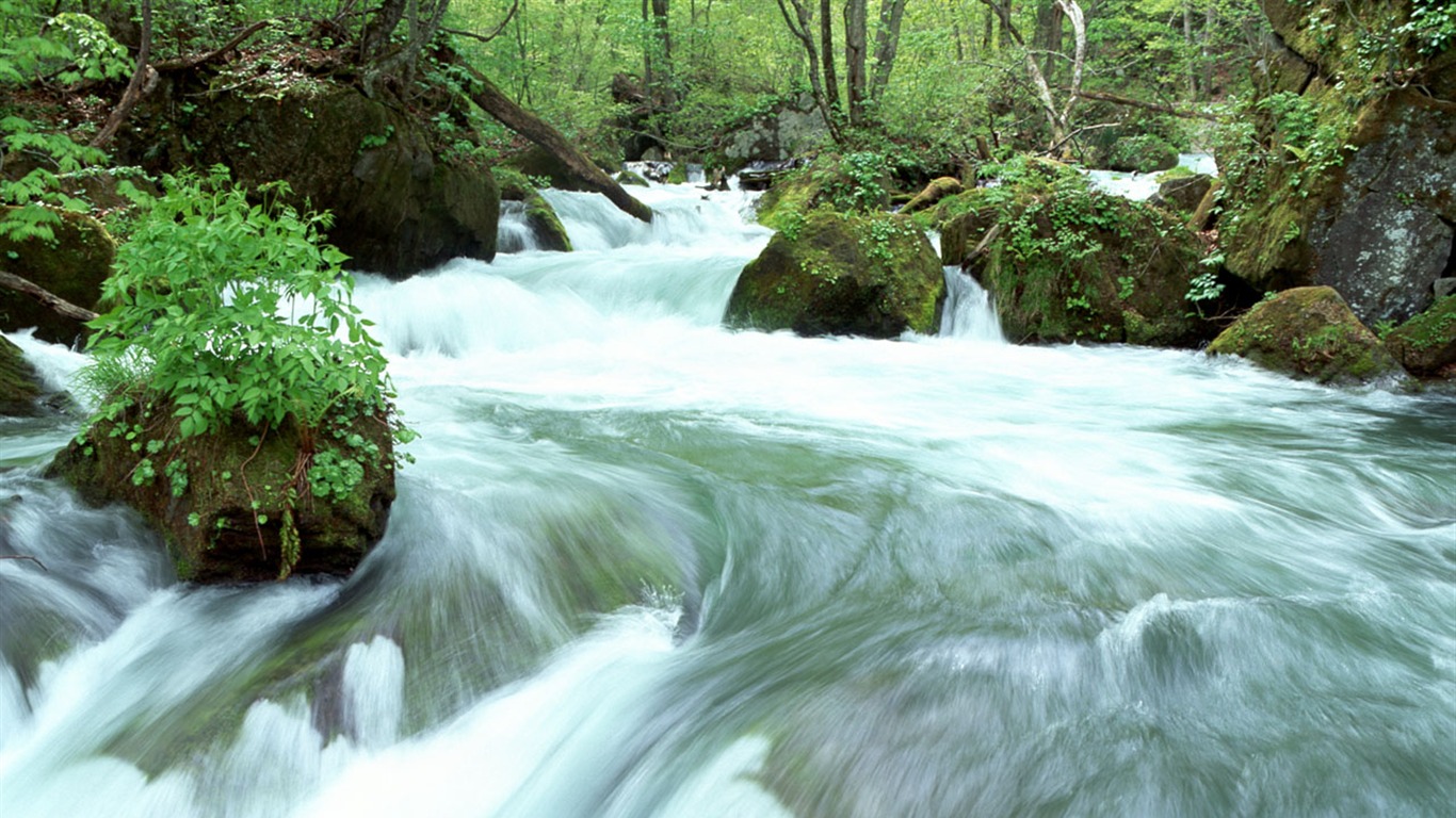 Waterfall streams wallpaper (2) #17 - 1366x768