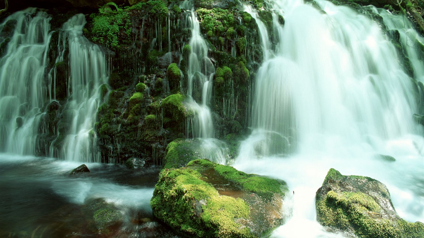 Waterfall streams wallpaper (2) #18 - 1366x768