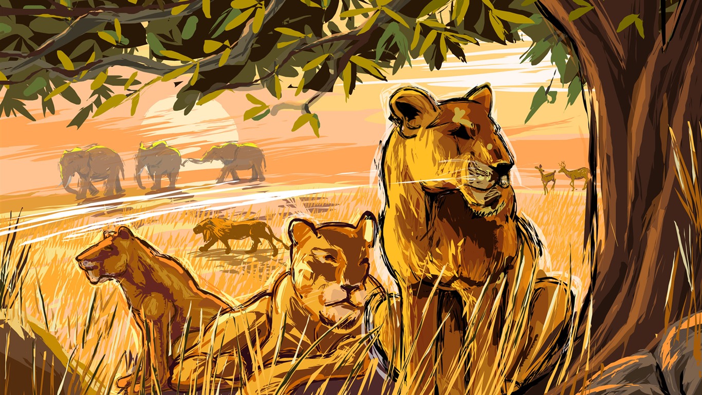 Linky ručně malované tapety-širokoúhlý #15 - 1366x768