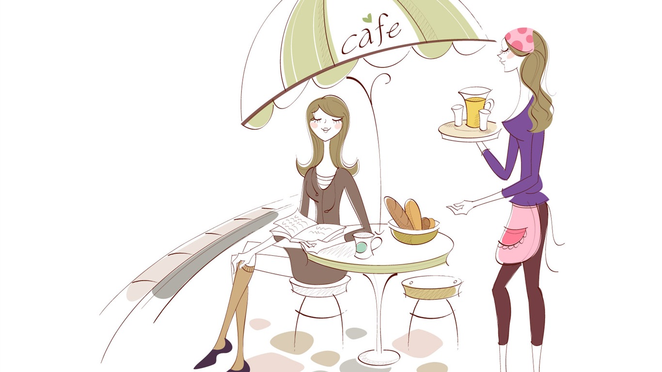 Vector Fashion Girls Wallpaper (4) #9 - 1366x768