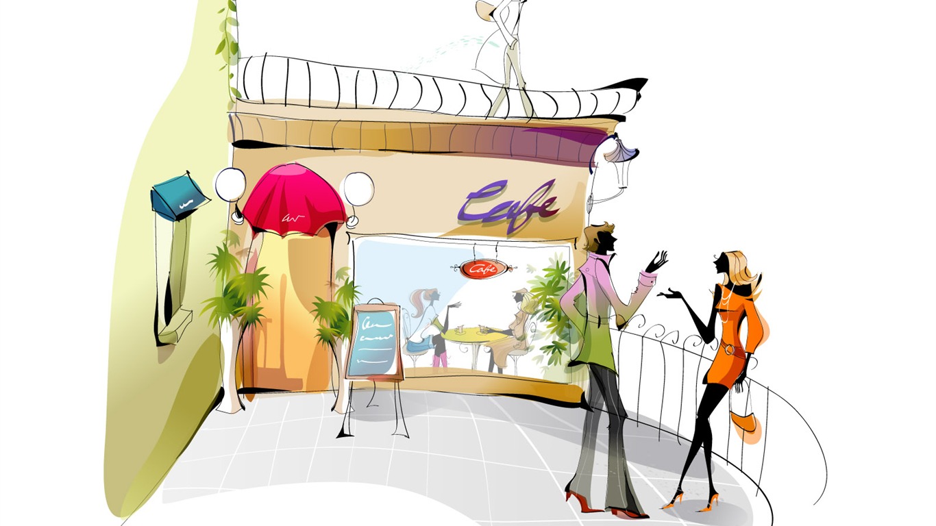 Vector Fashion Girls Wallpaper (6) #13 - 1366x768