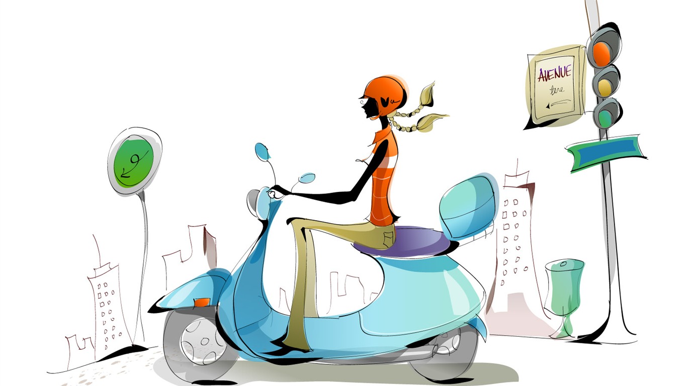 Vector Fashion Girls Wallpaper (7) #5 - 1366x768