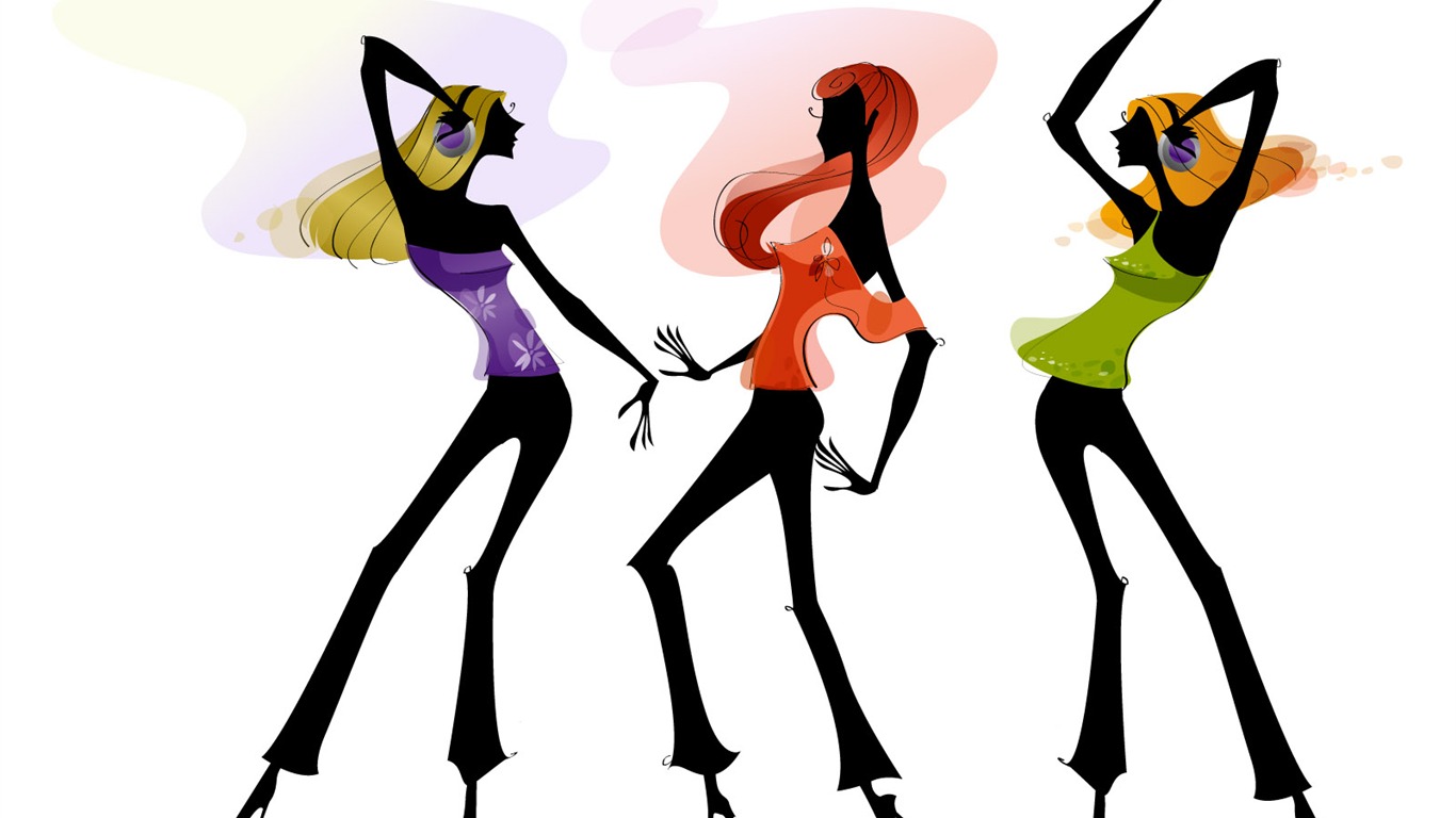 Vector Fashion Girls Wallpaper (7) #7 - 1366x768