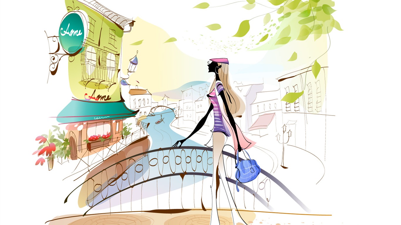 矢量時尚女孩 壁紙(七) #11 - 1366x768