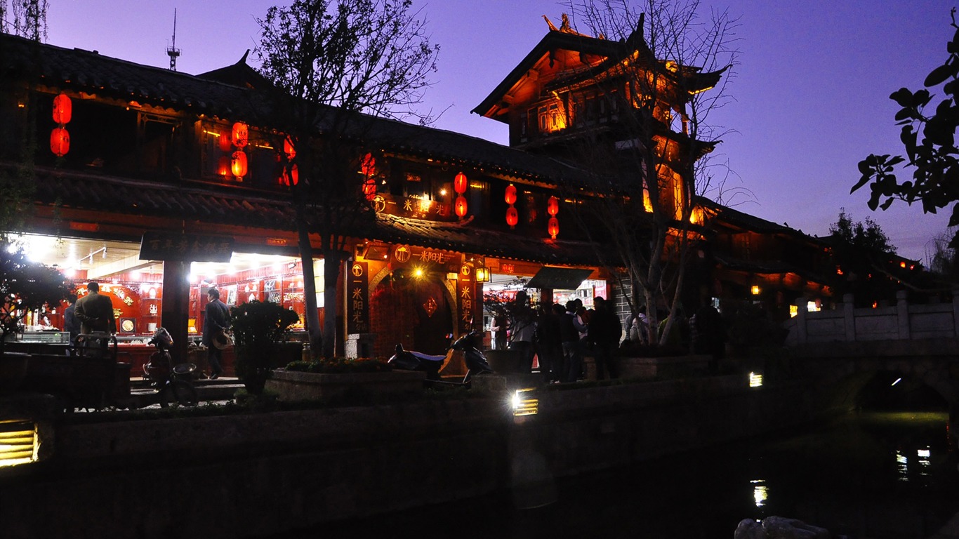 Lijiang Ancient Town Night (Old Hong OK works) #1 - 1366x768