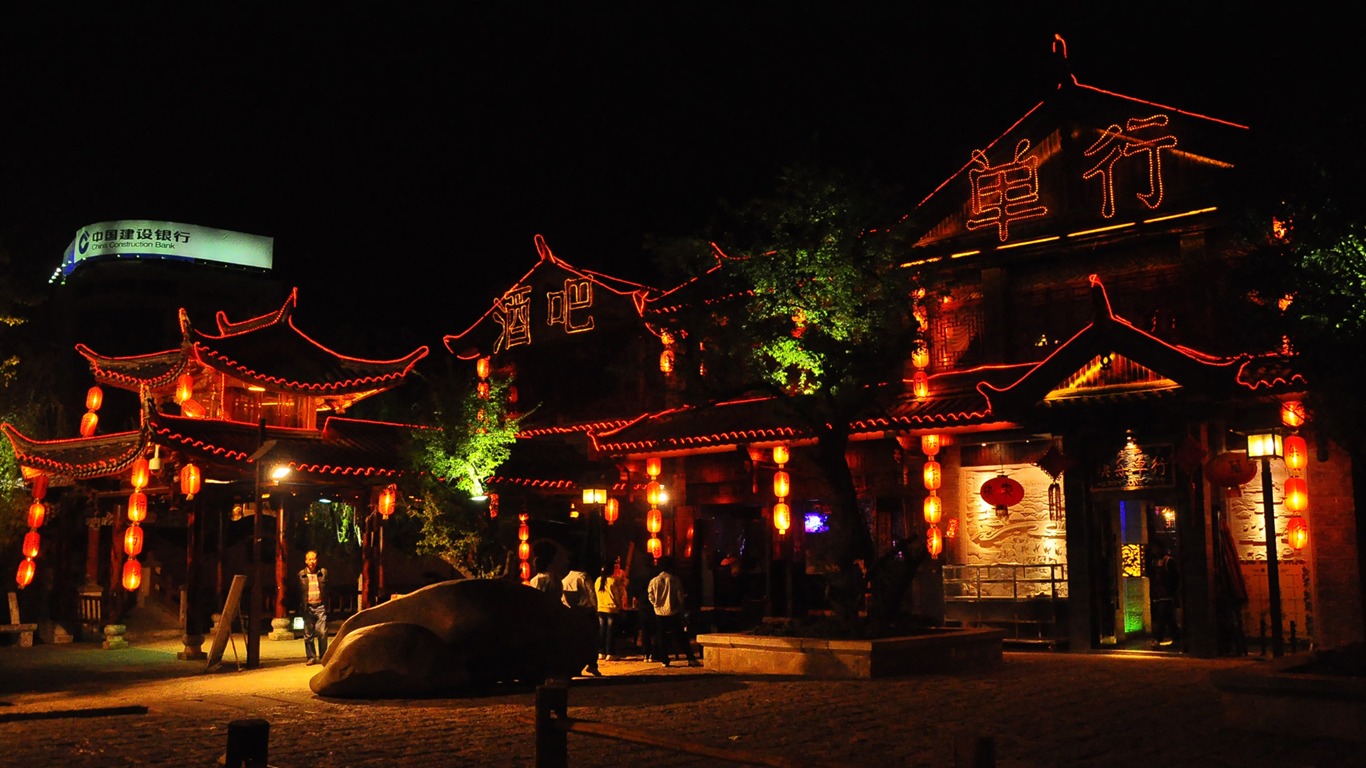 Lijiang Ancient Town Night (Old Hong OK works) #12 - 1366x768