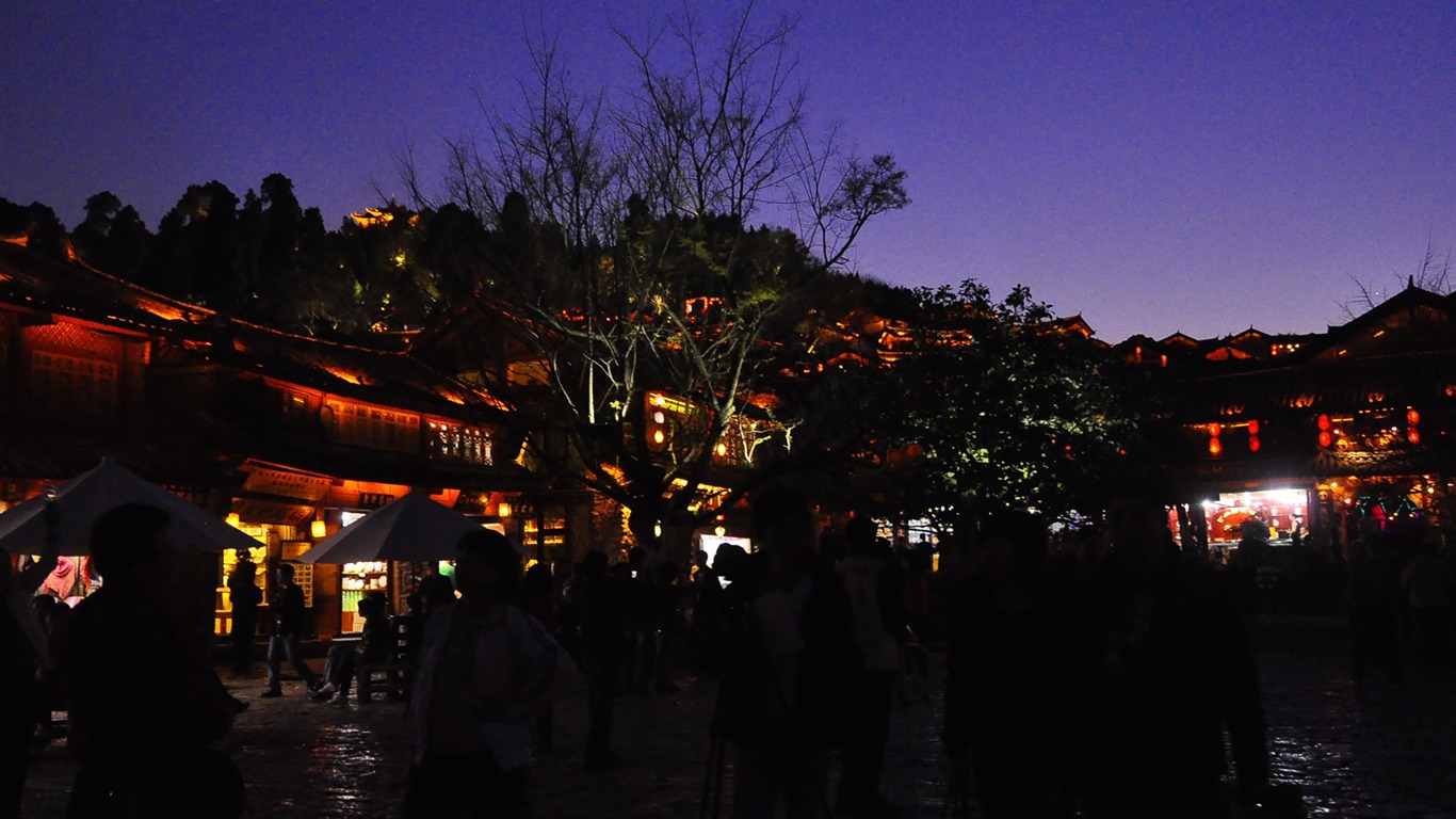 Starobylé město Lijiang Night (Staré Hong OK práce) #28 - 1366x768