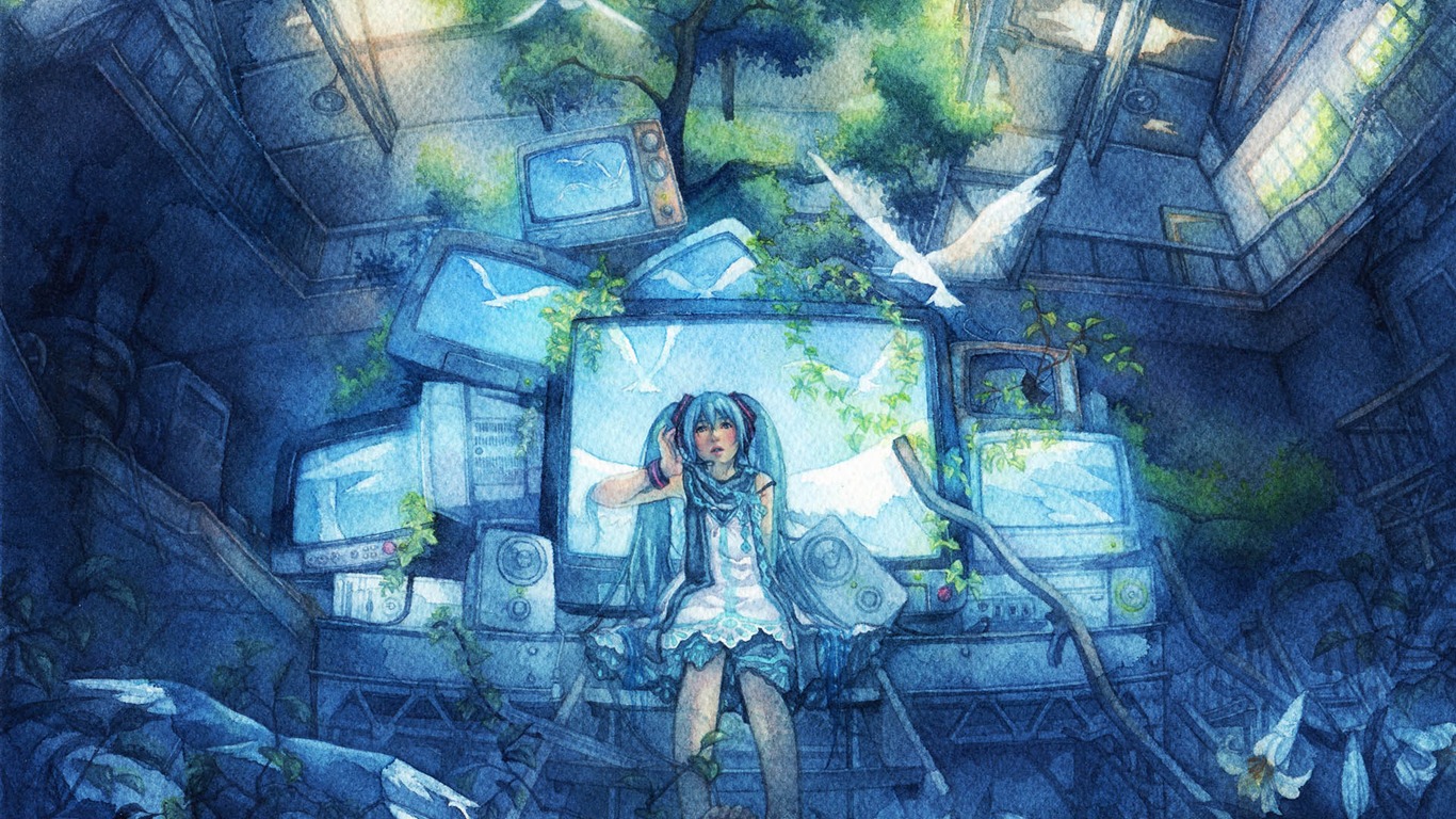 Hatsune next series wallpaper (2) #3 - 1366x768
