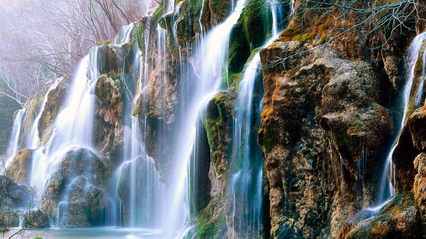 Waterfall-Streams Wallpaper (6) #1 - 1366x768
