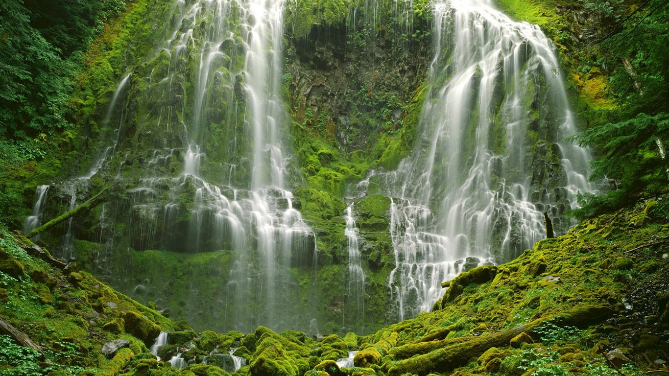 Waterfall streams wallpaper (7) #2 - 1366x768