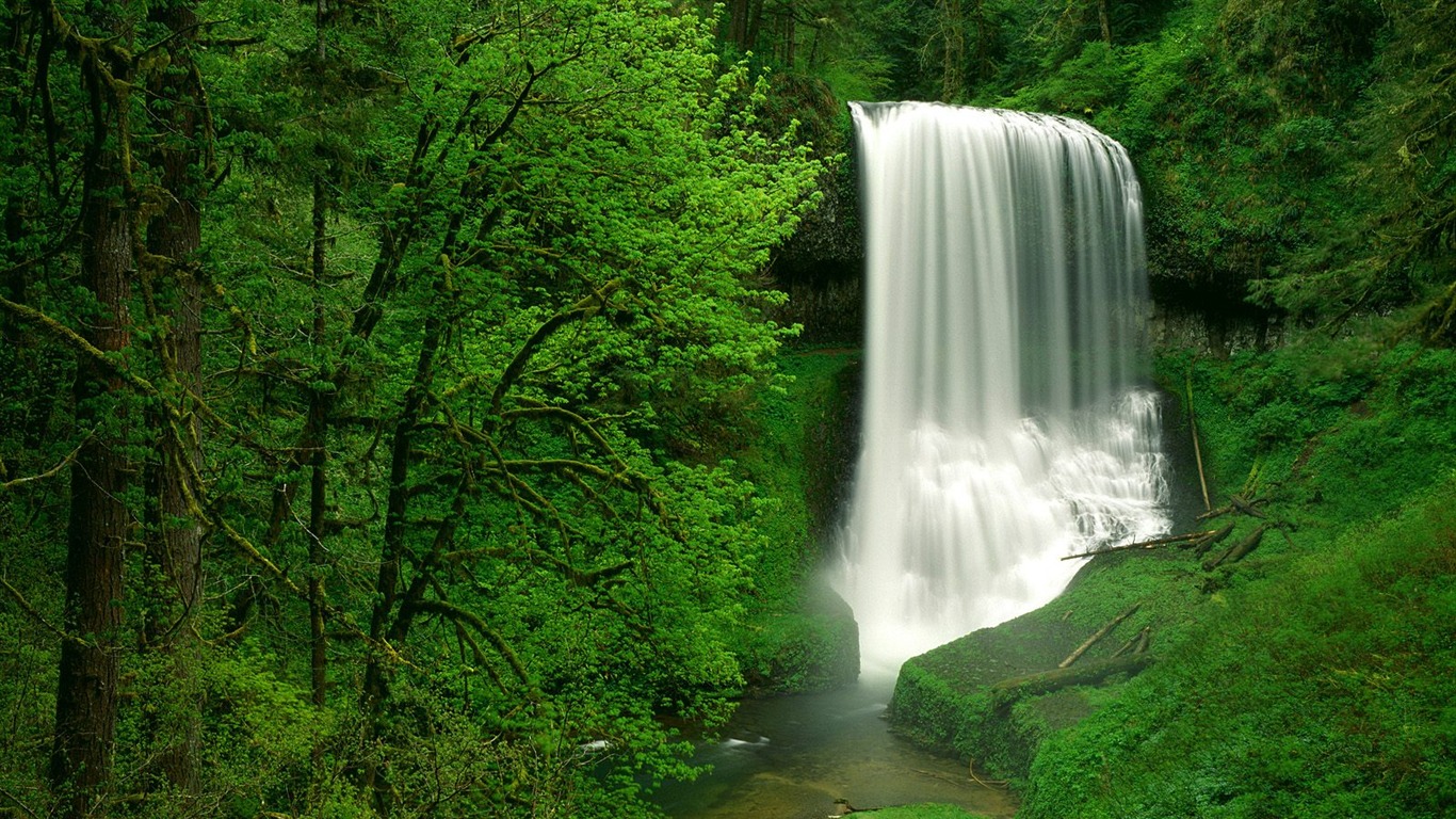 Waterfall streams wallpaper (7) #11 - 1366x768