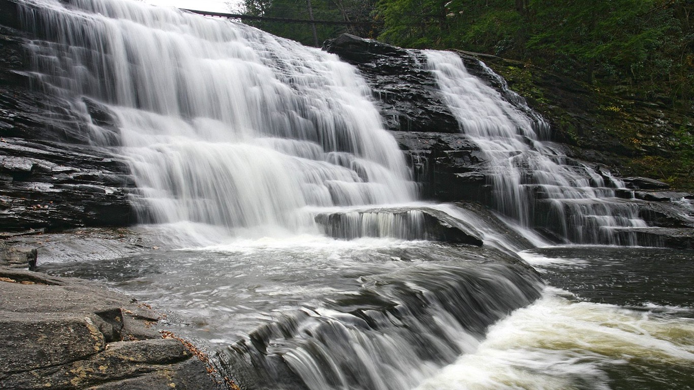 Waterfall streams wallpaper (9) #2 - 1366x768