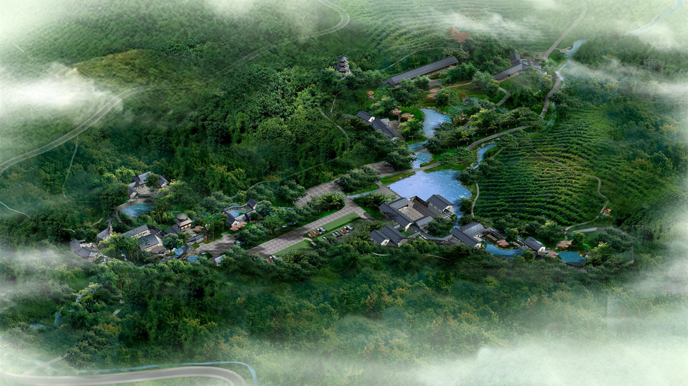 建築園林效果 高清壁紙(一) #2 - 1366x768