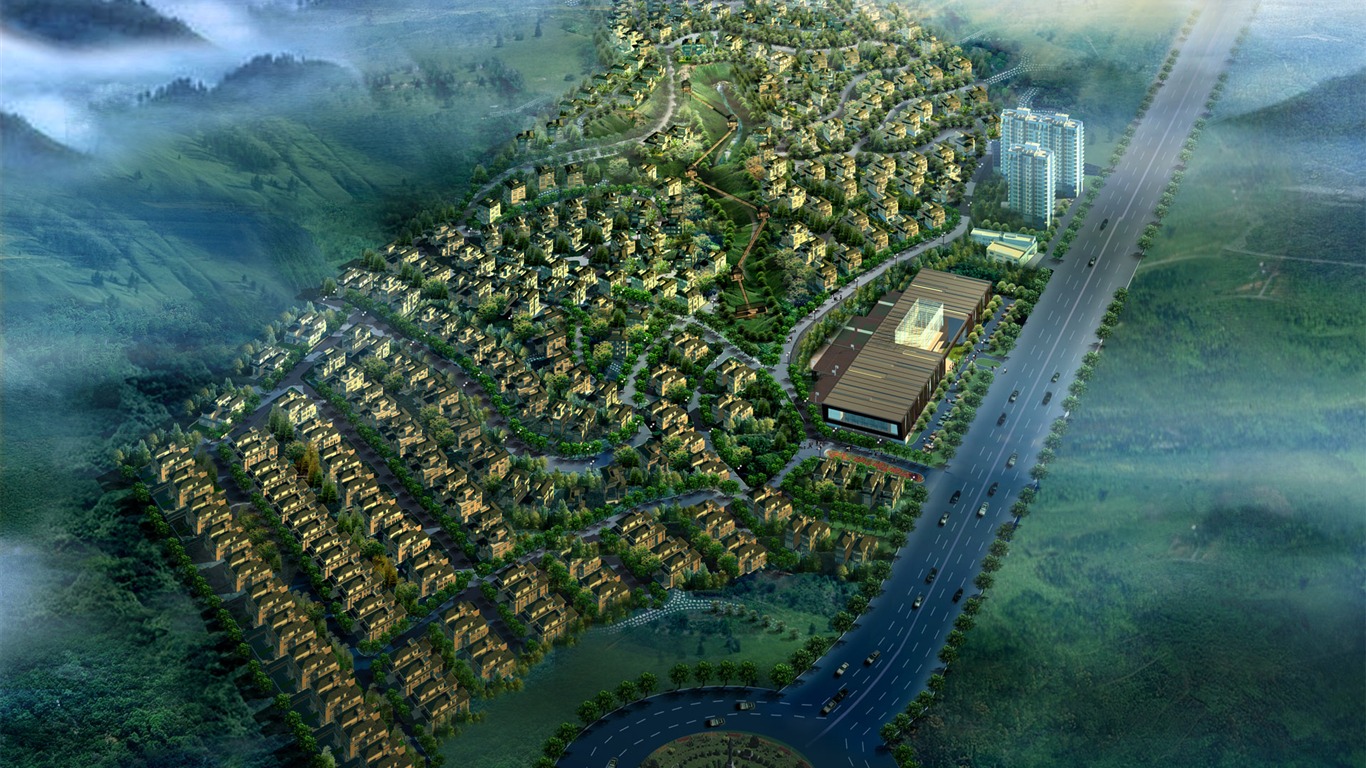 Vliv architektury a zahradní HD tapety (1) #4 - 1366x768