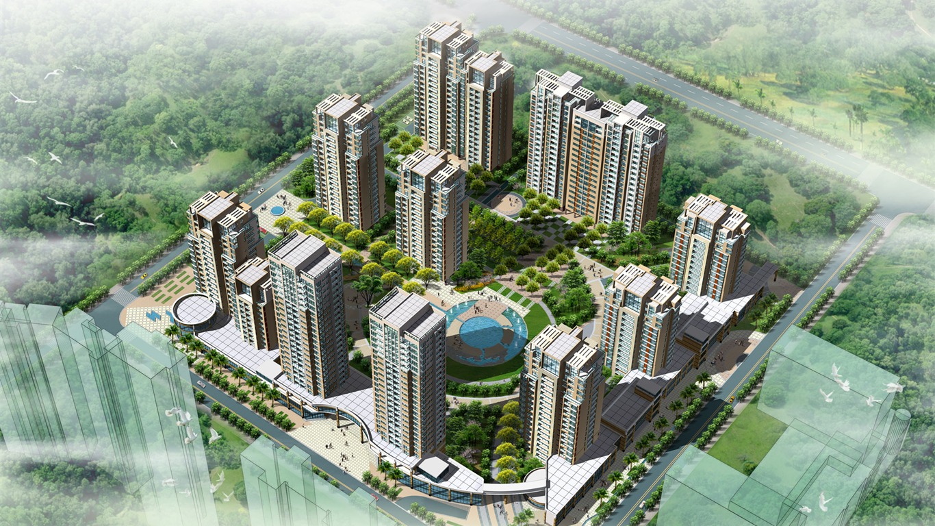 Vliv architektury a zahradní HD tapety (1) #10 - 1366x768