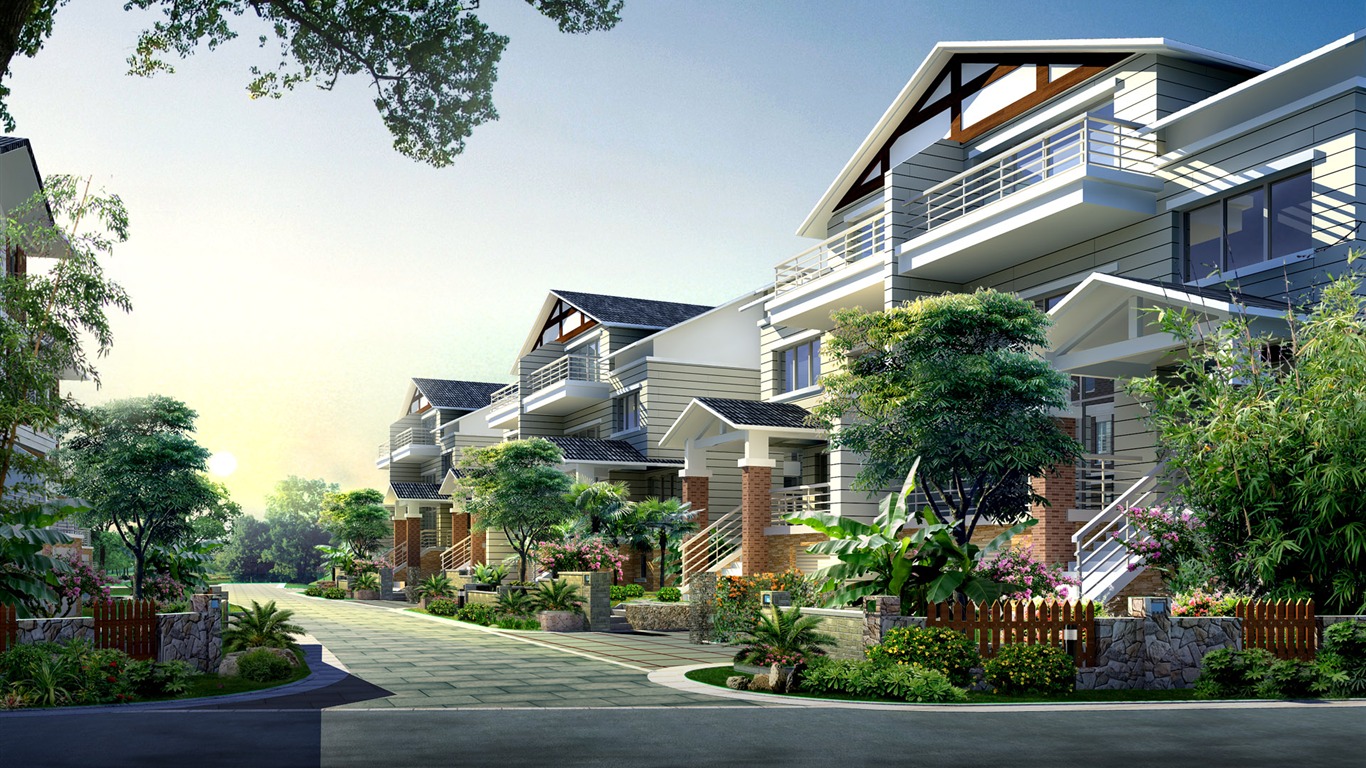 Vliv architektury a zahradní HD tapety (1) #11 - 1366x768