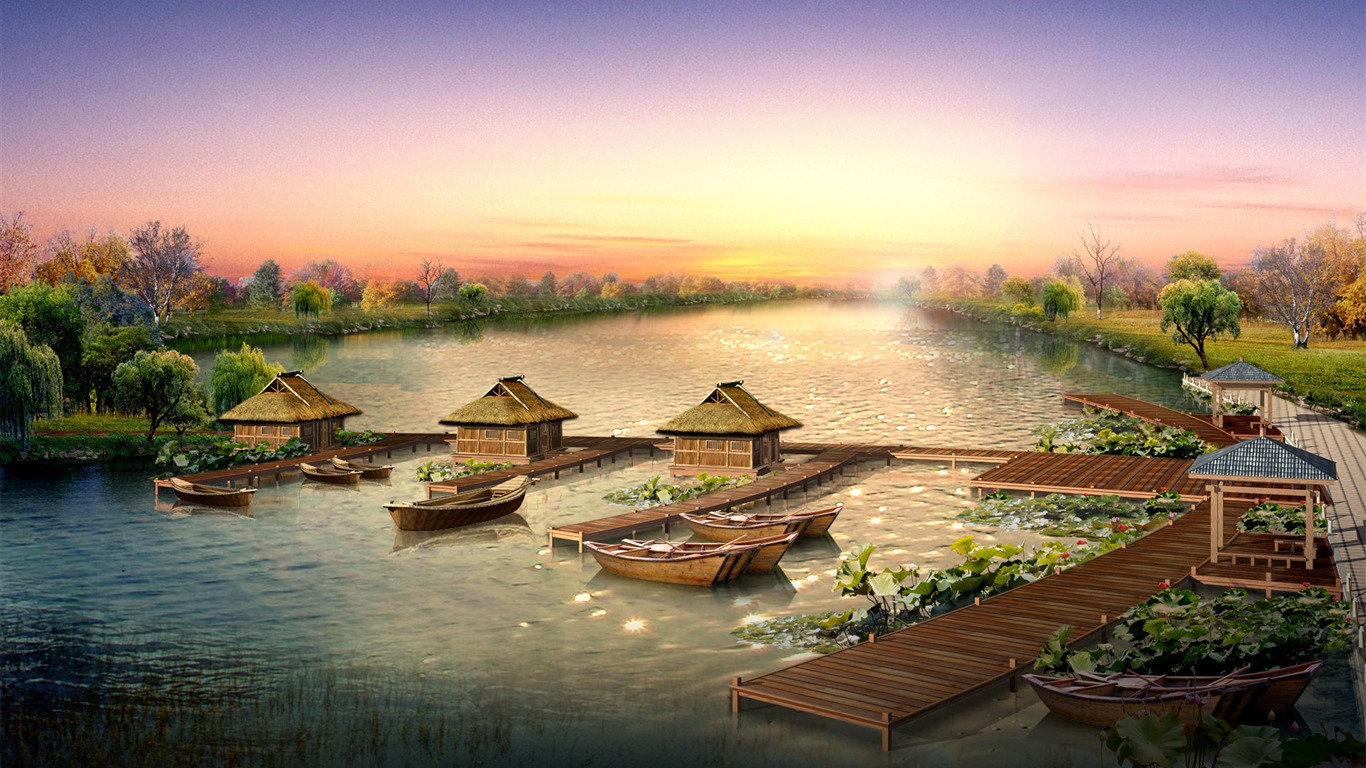 建築園林效果 高清壁紙(一) #14 - 1366x768