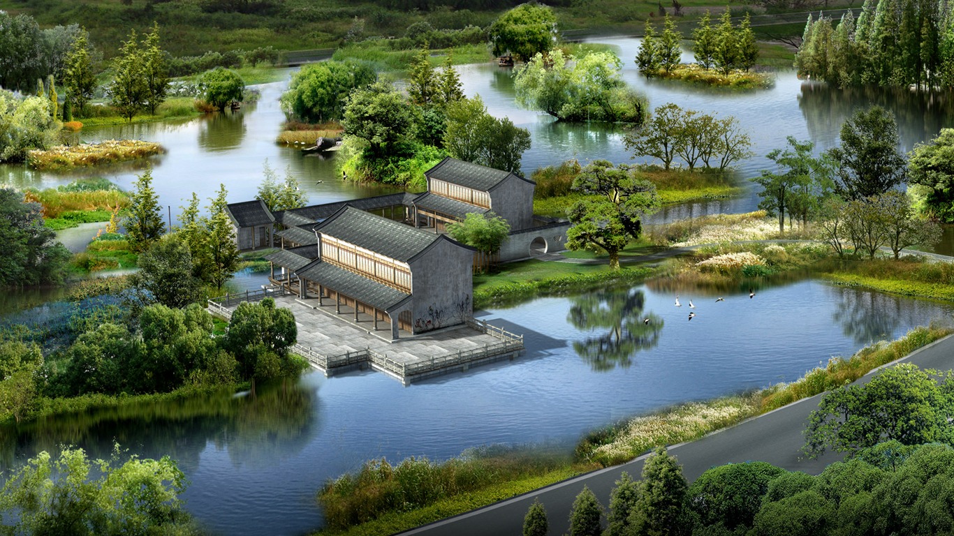 建築園林效果 高清壁紙(一) #18 - 1366x768