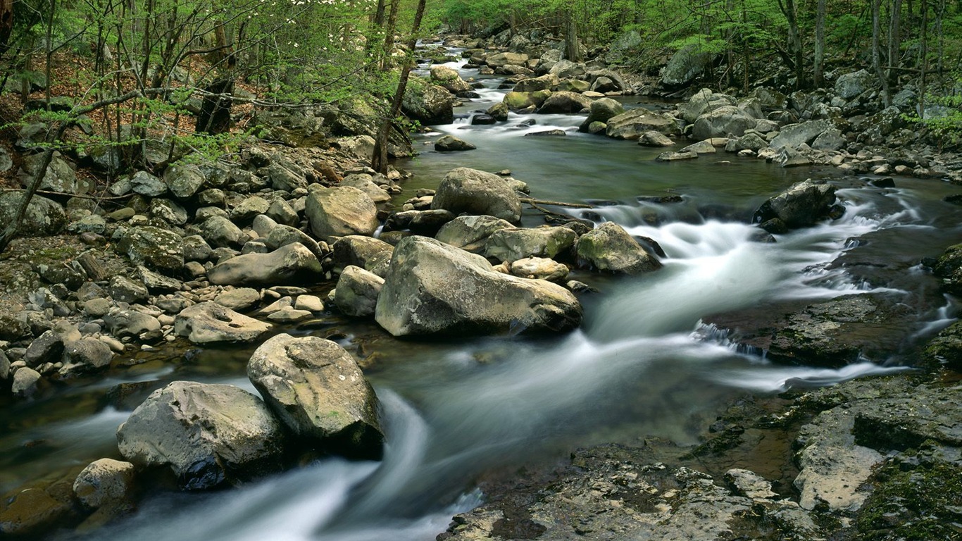 Waterfall streams wallpaper (10) #17 - 1366x768