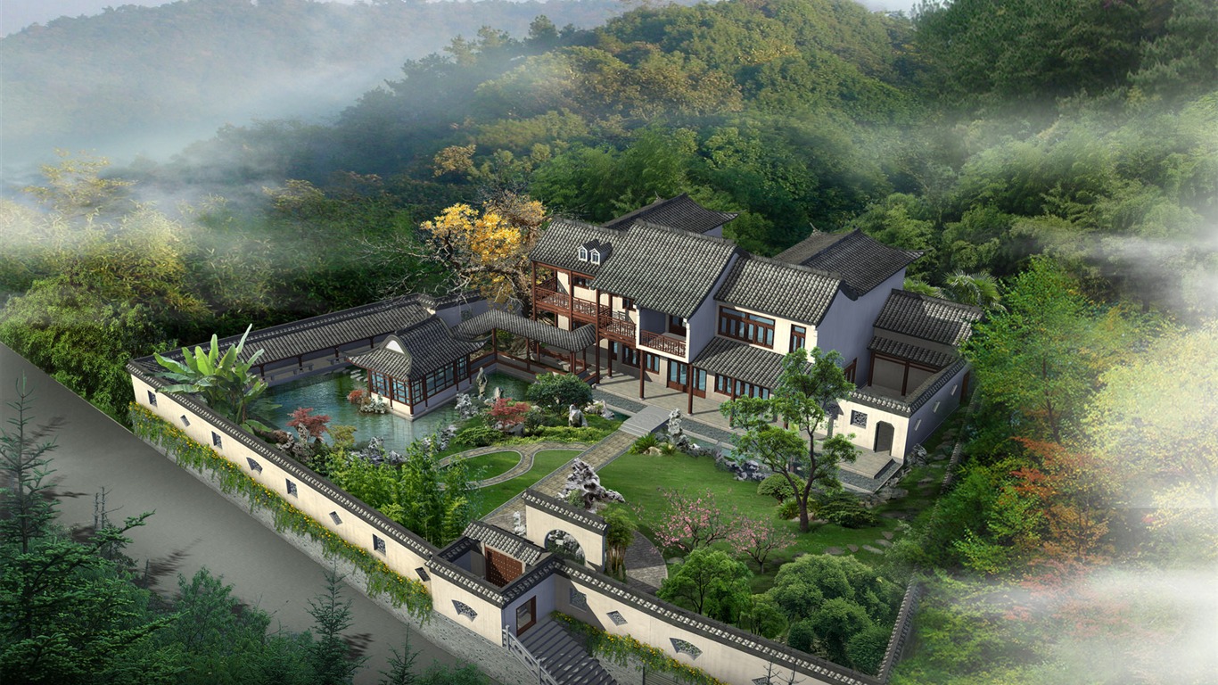建築園林效果 高清壁紙(二) #4 - 1366x768