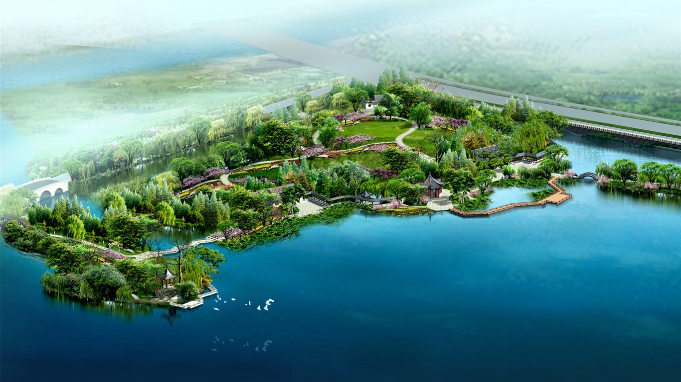 建築園林效果 高清壁紙(二) #17 - 1366x768