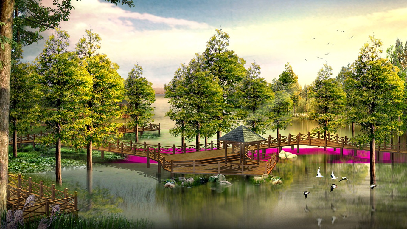 建築園林效果 高清壁紙(三) #18 - 1366x768