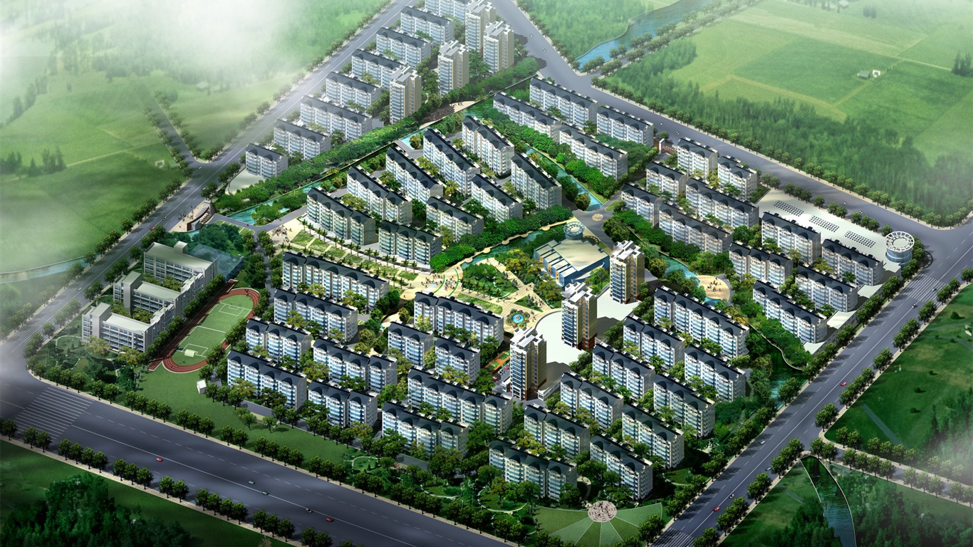 建筑园林效果 高清壁纸(四)2 - 1366x768