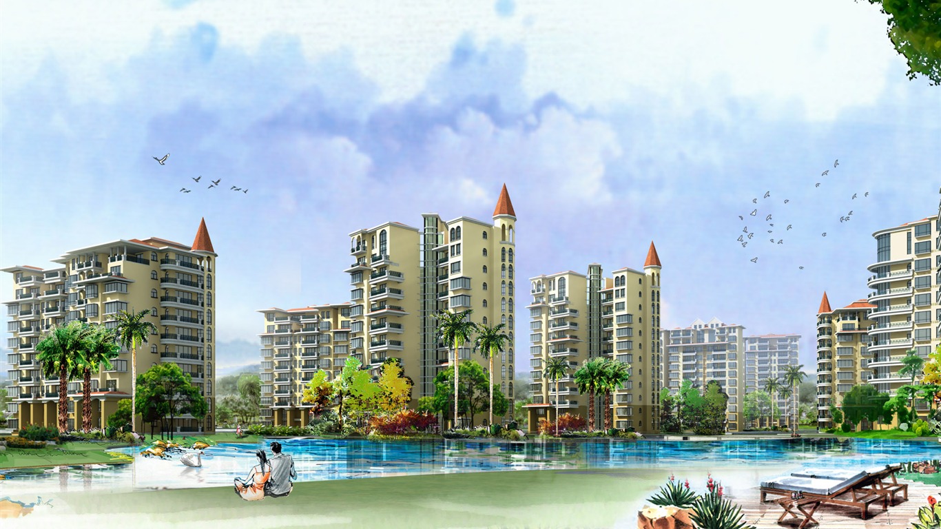 建築園林效果 高清壁紙(四) #7 - 1366x768
