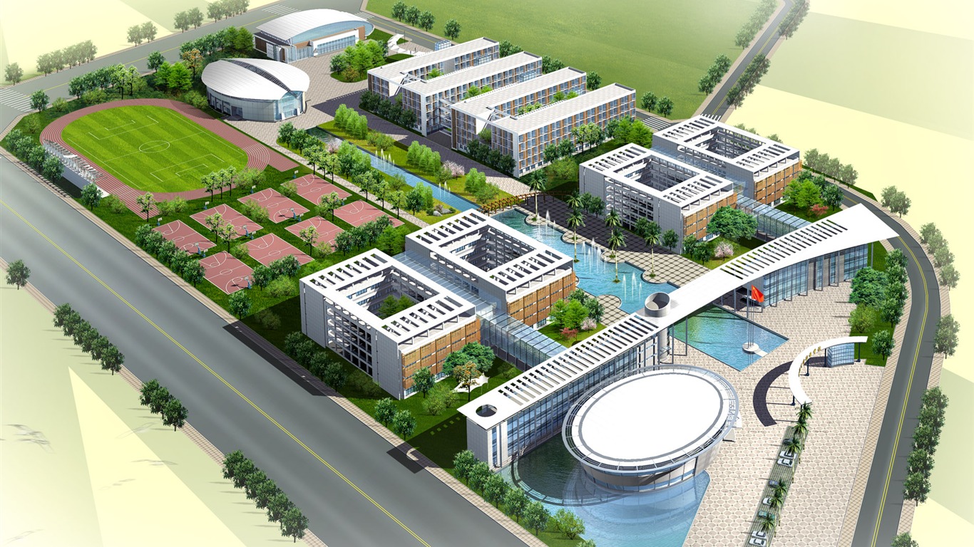 建筑园林效果 高清壁纸(四)14 - 1366x768
