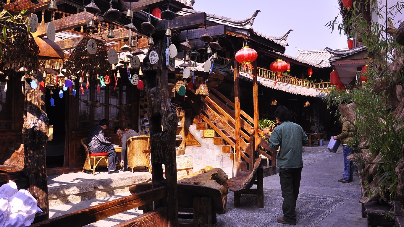 Starobylé město Lijiang atmosféra (1) (starý Hong OK práce) #13 - 1366x768