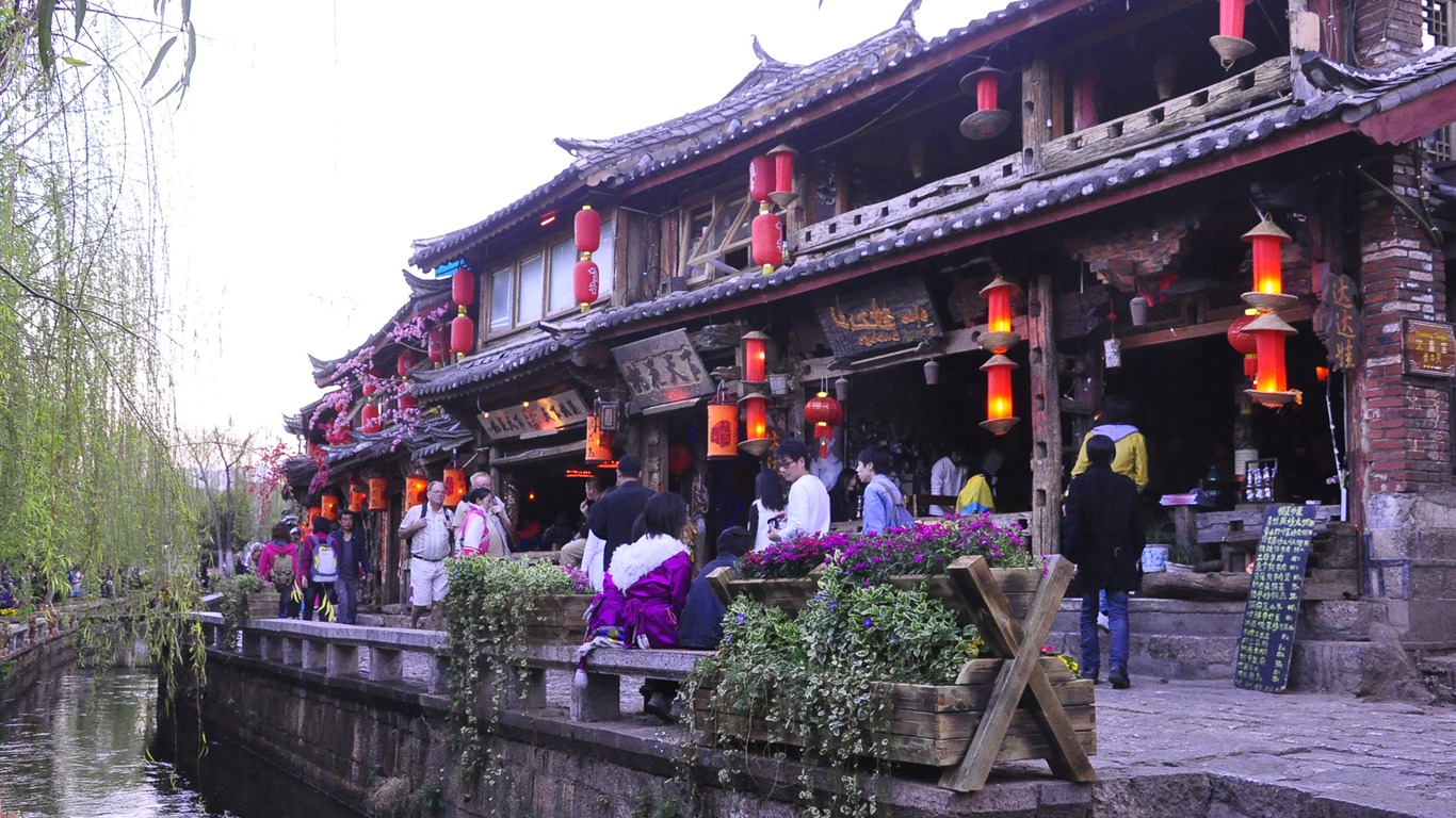Starobylé město Lijiang atmosféra (1) (starý Hong OK práce) #14 - 1366x768