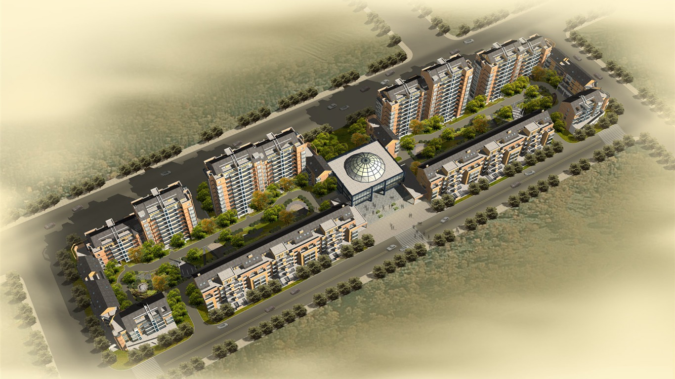 建築園林效果 高清壁紙(五) #3 - 1366x768