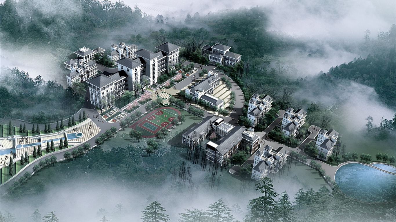 建築園林效果 高清壁紙(五) #6 - 1366x768
