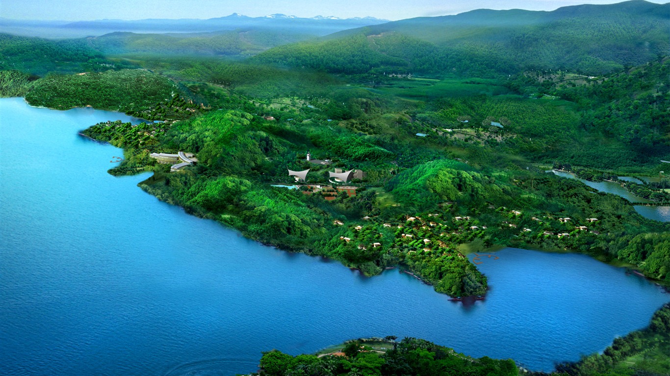 Efectos de la arquitectura y el jardín fondos de escritorio de alta definición (5) #19 - 1366x768