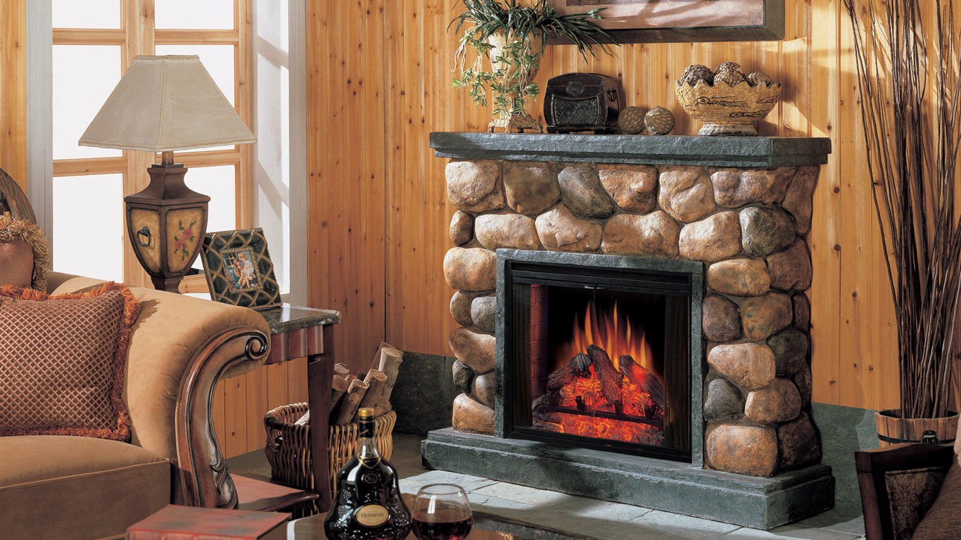 Western-style family fireplace wallpaper (1) #2 - 1366x768