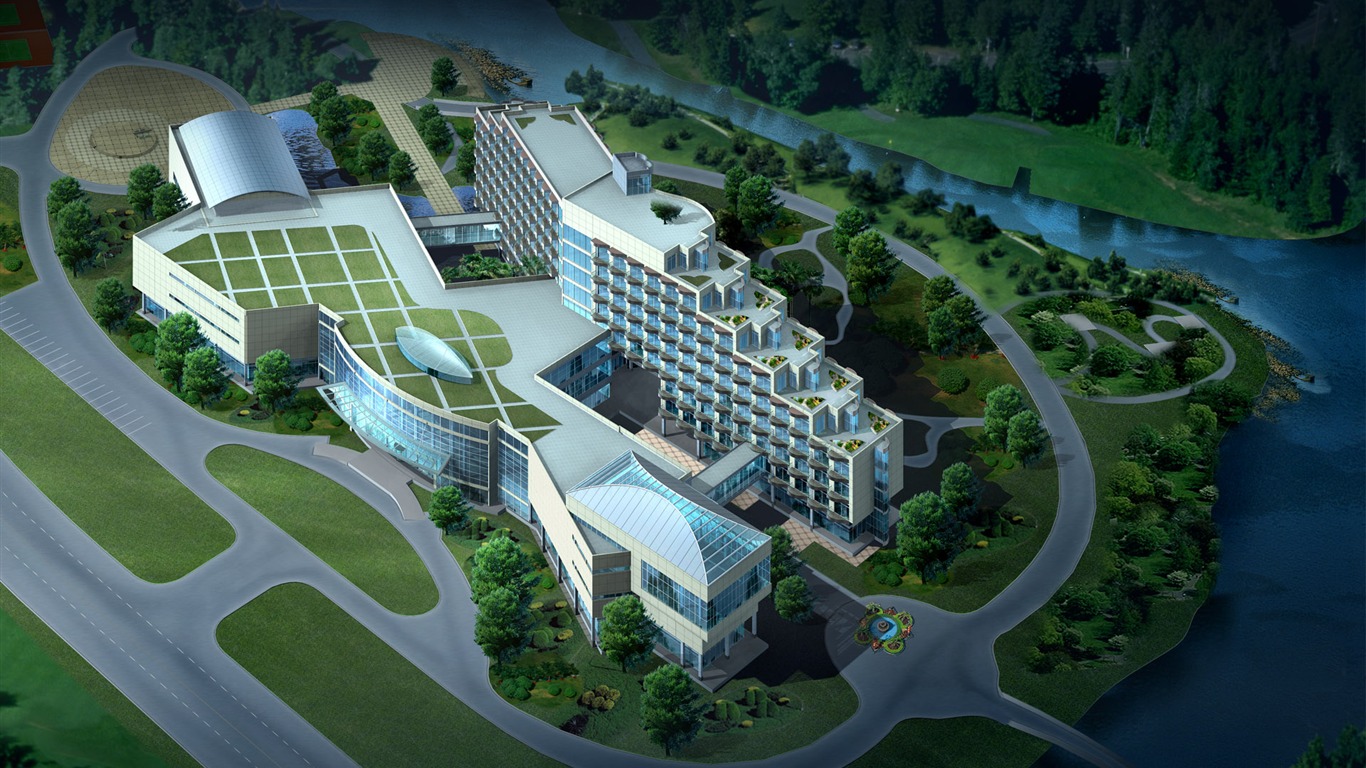 建築園林效果 高清壁紙(六) #7 - 1366x768