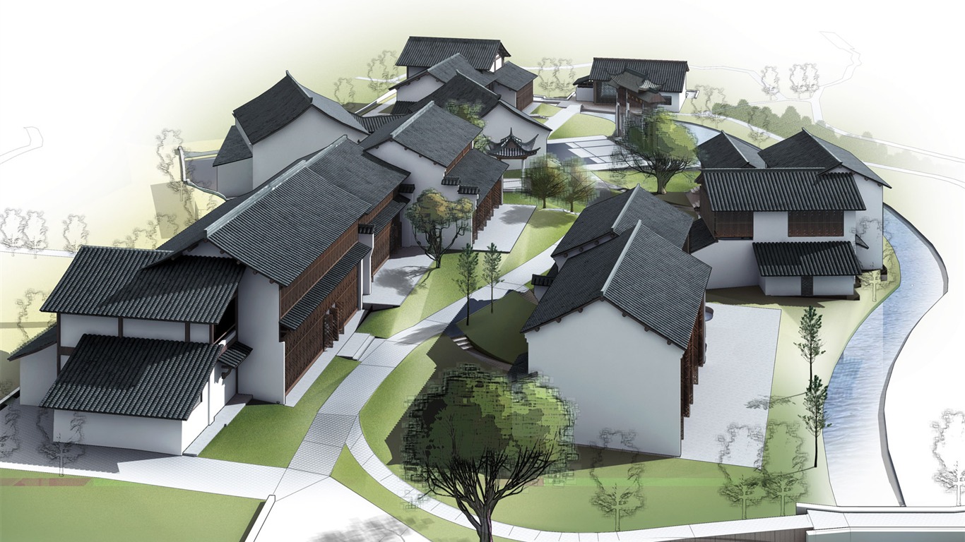 建築園林效果 高清壁紙(七) #9 - 1366x768