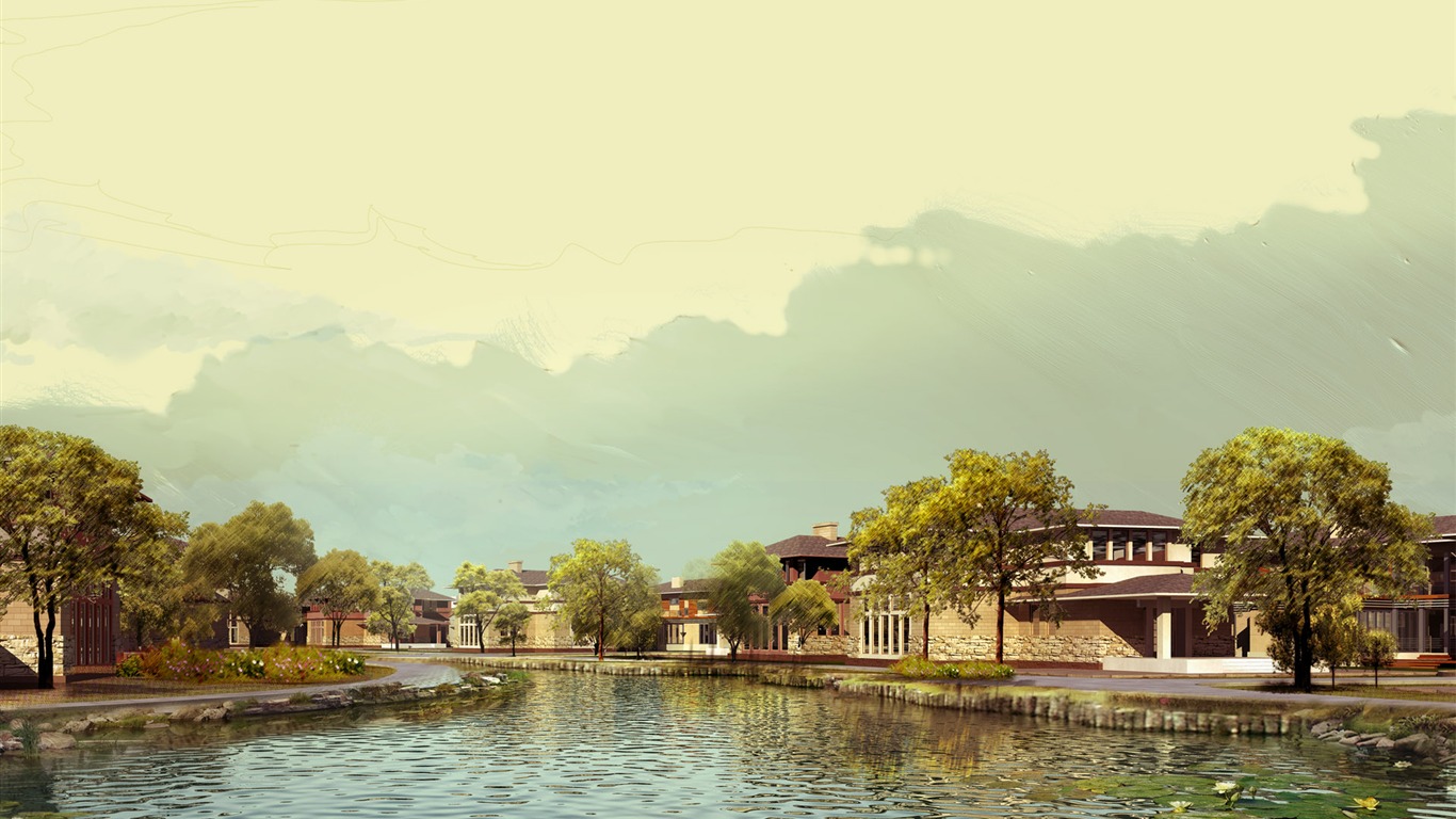 建築園林效果 高清壁紙(八) #5 - 1366x768
