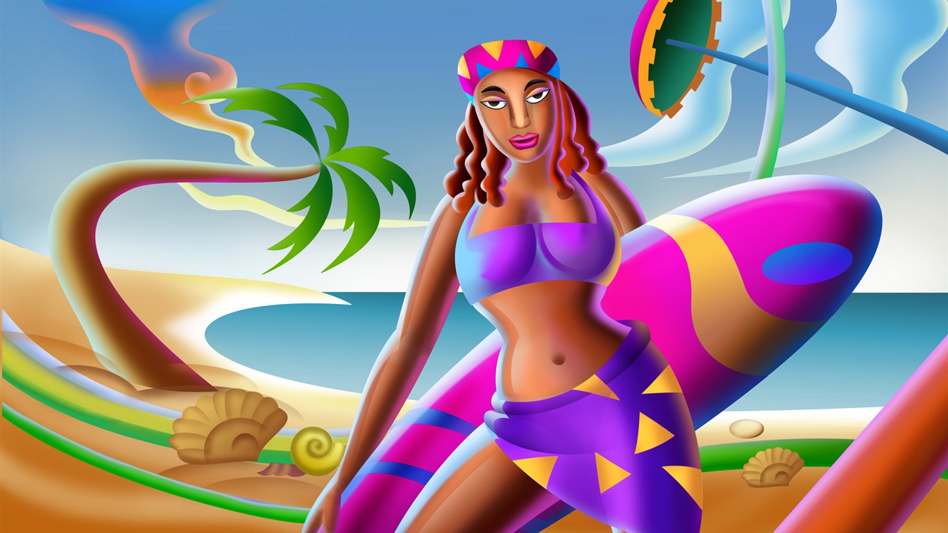 Vector illustration wallpaper (5) #4 - 1366x768