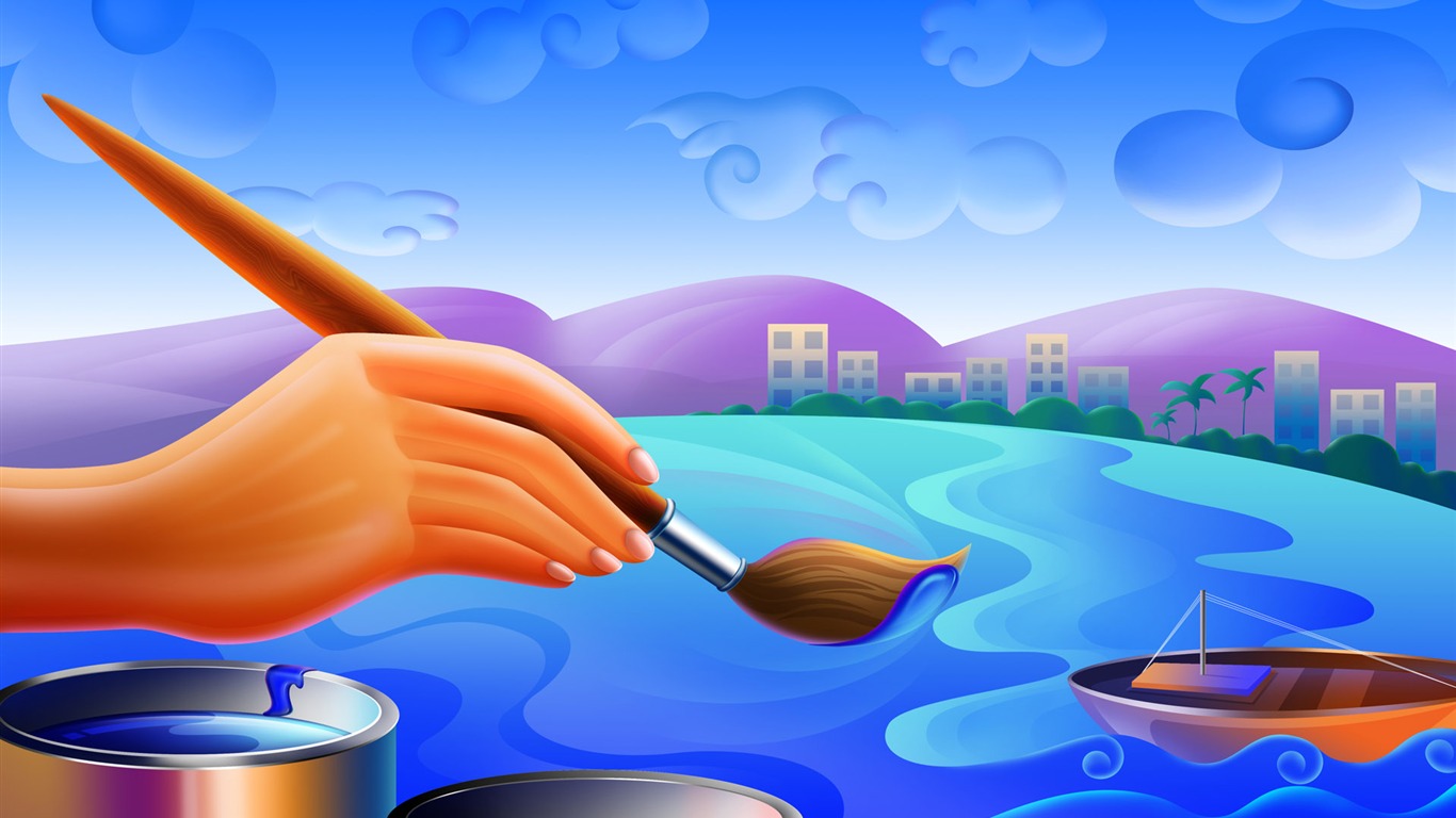 Vector illustration wallpaper (5) #6 - 1366x768