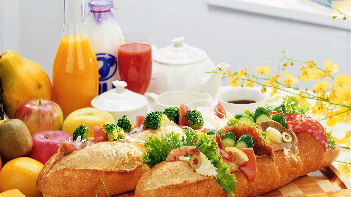 Gourmet večeře tapety (2) #2 - 1366x768