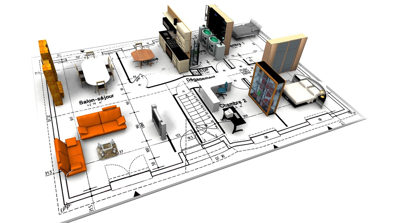 3D 建築設計 壁紙(二) #3 - 1366x768