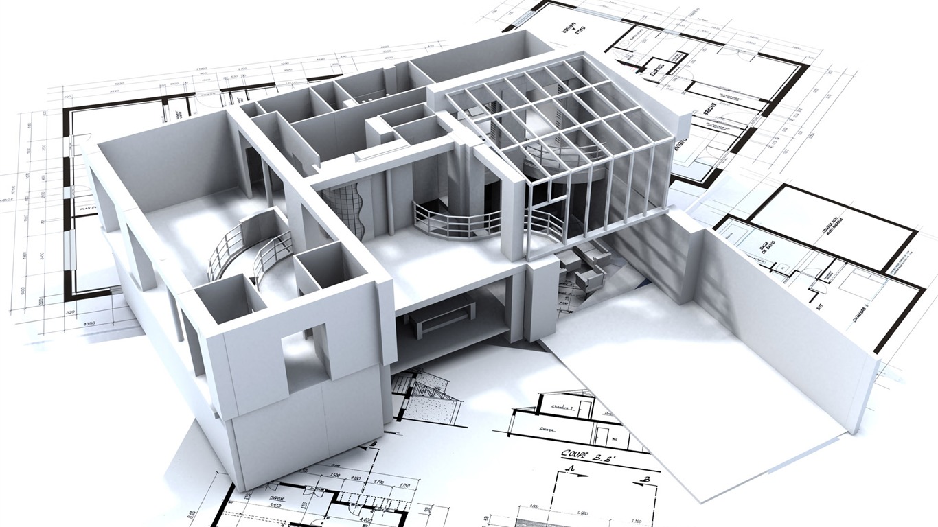 Fond d'écran 3D de conception architecturale (2) #16 - 1366x768