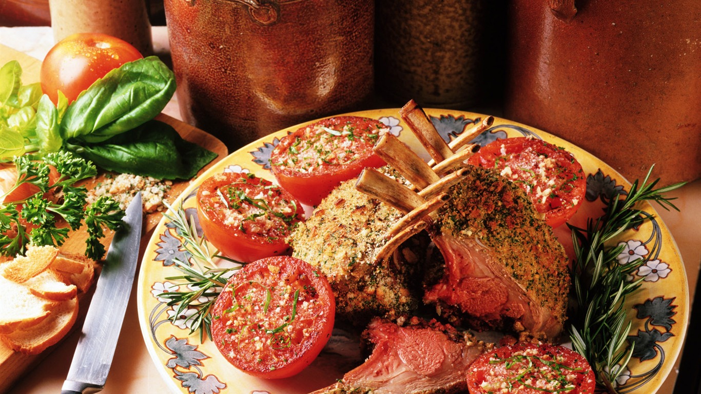 Gourmet večeře tapety (6) #15 - 1366x768
