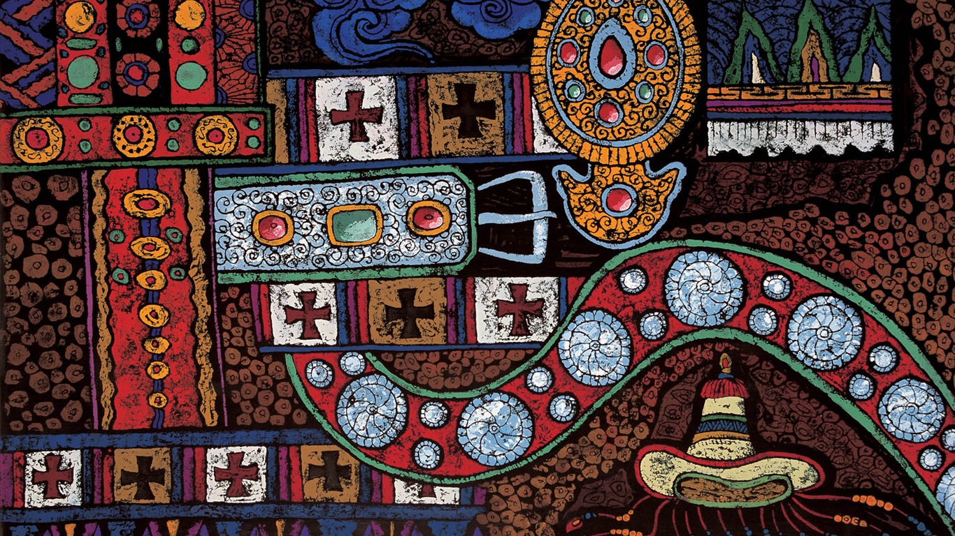 Cheung Pakistan Tibetan print wallpaper (1) #2 - 1366x768