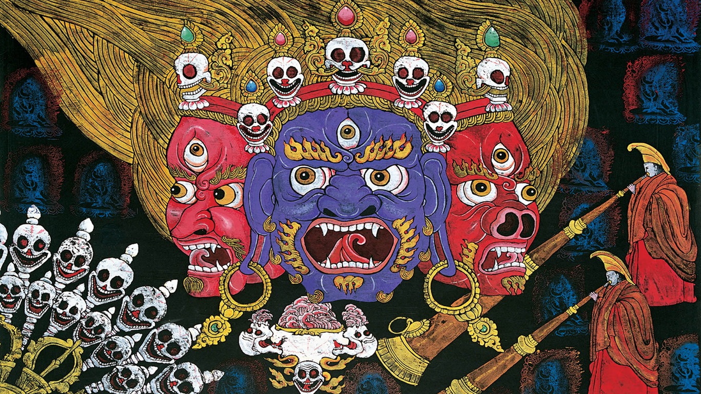 藏族祥巴版画 壁纸(一)5 - 1366x768
